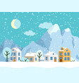 christmas winter landscape with small vector image