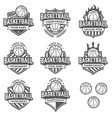 greyscale basketball logos vector image vector image