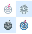 lightning bolt hitting target icon set in flat vector image