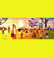 multiethnic people group standing near vector image vector image
