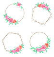 flower wreath watercolor hand painted empty frame vector image