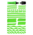 green lines and layered scribbles with highlighter vector image