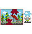 jigsaw puzzle game with house on street vector image