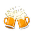 two glasses beer clink together on a white vector image