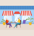 urban comfortable street cafe romantic pair vector image vector image