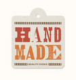 vintage letterpress printed hanging label hand vector image
