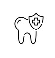 tooth with shield icon dental care and oral vector image