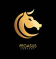pegasus icon of golden horse head vector image