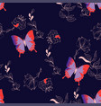 seamless floral pattern butterflies vector image