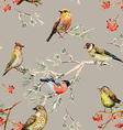 seamless texture of cute birds watercolor painting vector image vector image