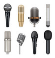 microphones realistic audio studio equipment vector image