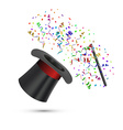magician top hat and stick with confetti vector image