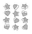 set of isometric 3d hearts and stars in pop art vector image