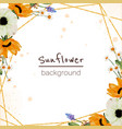 watercoolor yellow sunflower and white anemone vector image vector image