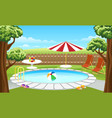 backyard pool with fence and parasol vector image vector image