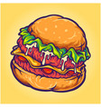 delicious burger fast food cartoon vector image vector image