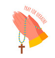 hands of praying person and pray for ukraine vector image vector image