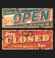 open and closed rusty metal retro plates vector image