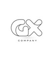 gx monogram letter logo with thin black vector image