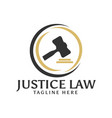 hammer justice attorney law logo design concept vector image