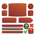 wooden game buttons cartoon wood interface vector image