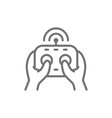 hands holds remote controller control panel vector image