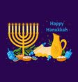 happy hanukkah candle and traditional symbols vector image