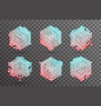 abstract isometric hexagon lines cubic elements vector image vector image