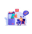 online shopping concept with people scene vector image