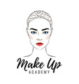 beautiful woman make up academy or school logo vector image
