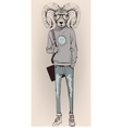 hipster portrait of ram with glasses vector image vector image