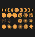 moon phases sun planet star universe objects vector image
