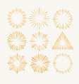 sunburst drawing set retro design rays vector image