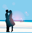 silhouette of a couple in love kissing against vector image vector image