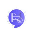 hostel line icon with euro vector image vector image