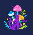 image of a cat with mushrooms vector image