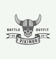 vintage vikings logo label emblem badge in retro vector image vector image