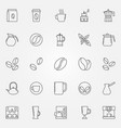 coffee icons set - symbols in thin line vector image
