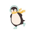 funny penguin wearing earmuffs and scarf enjoying vector image