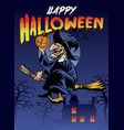 halloween greeting with the old witch vector image