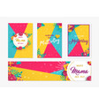 mother day paper card and label set in german vector image vector image