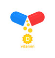 blue and red open pill with sunny vitamin d vector image vector image