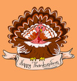 thanksgiving card with turkey bird vector image