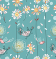 texture of daisies and birds vector image