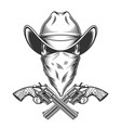 vintage monochrome cowboy skull vector image vector image