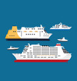 cruise passenger liners set isolated on blue vector image