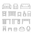 living room furniture line icons set vector image