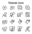 message chat discussion icon set in thin line vector image