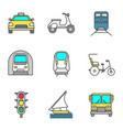 public transport color icons set vector image