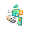 flat isometric concept cloud server analysis data vector image vector image